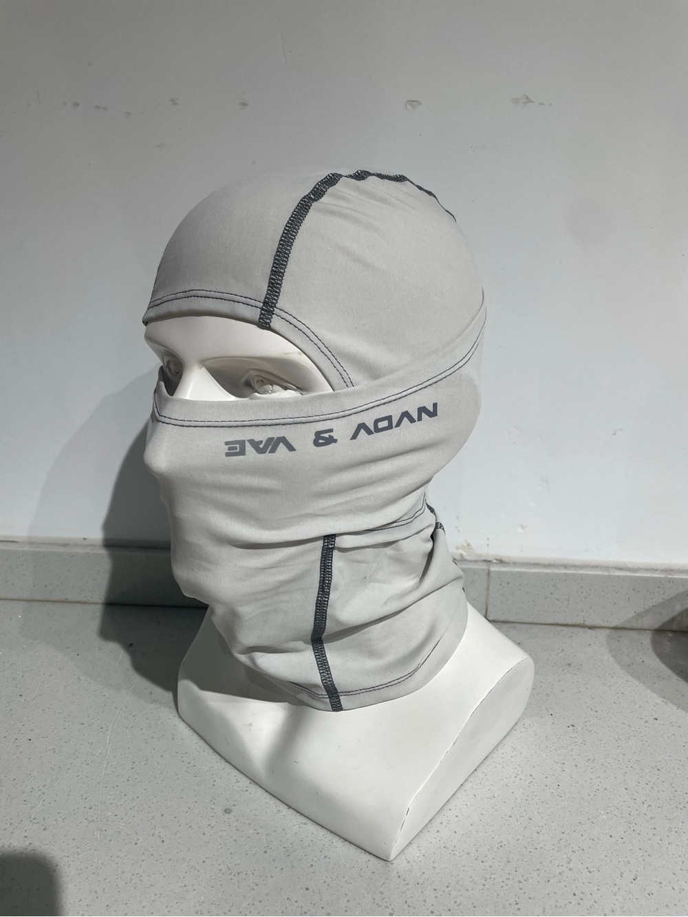 Men's Light Gray Full-Face Balaclava Mask heat reactive with Reflective Logo